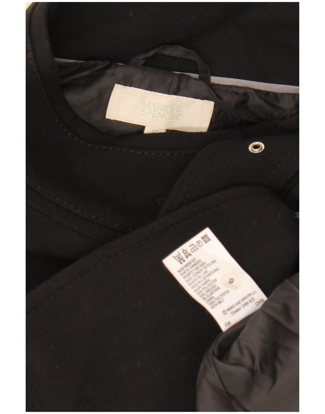 MARKS & SPENCER Manteau Femme UK 14 Moyen Noir Polyester