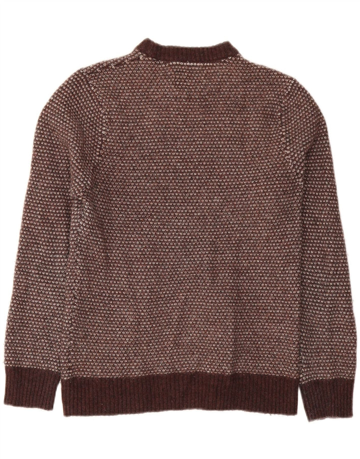 Pull à col rond White Stuff pour femme UK 14 Large en laine d'agneau marron