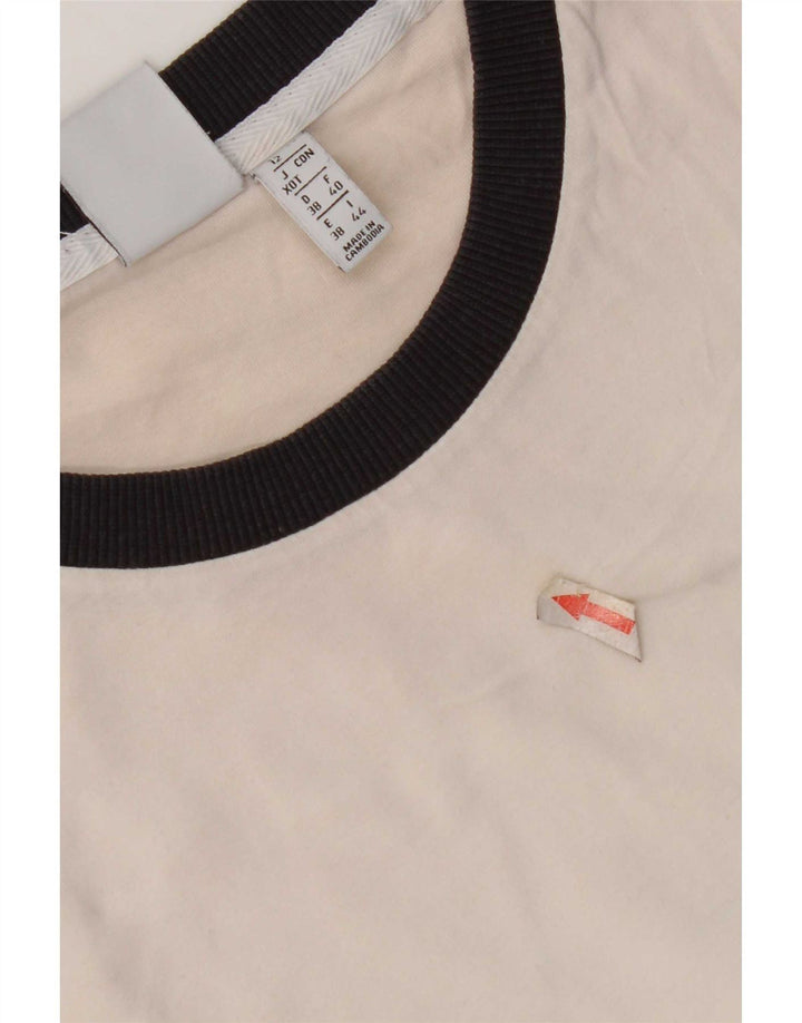 Adidas T-Shirt Femme Top UK 12 Coton Blanc Moyen