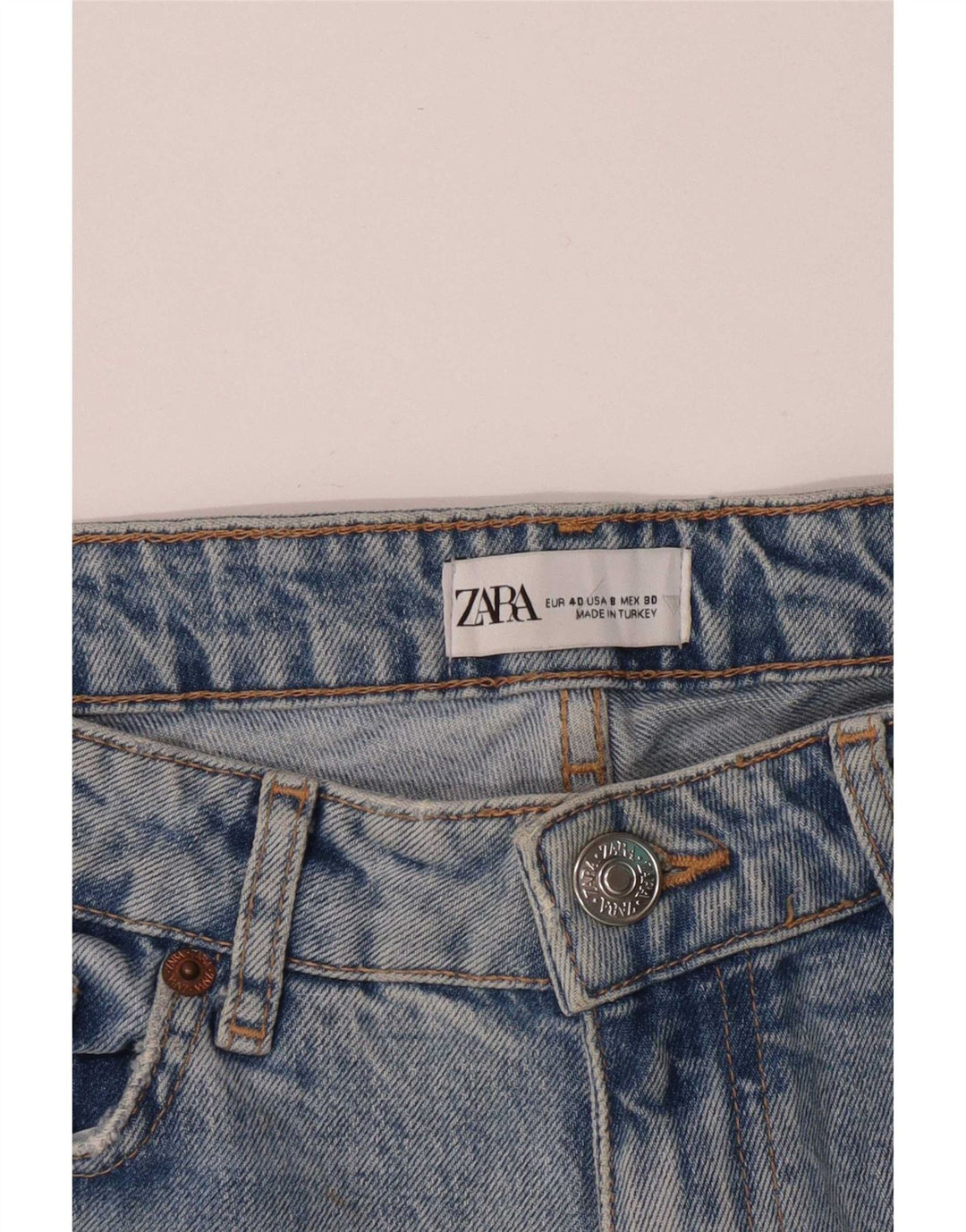 Zara Jean droit vieilli pour femme EU 40 Medium W30 L28 Bleu