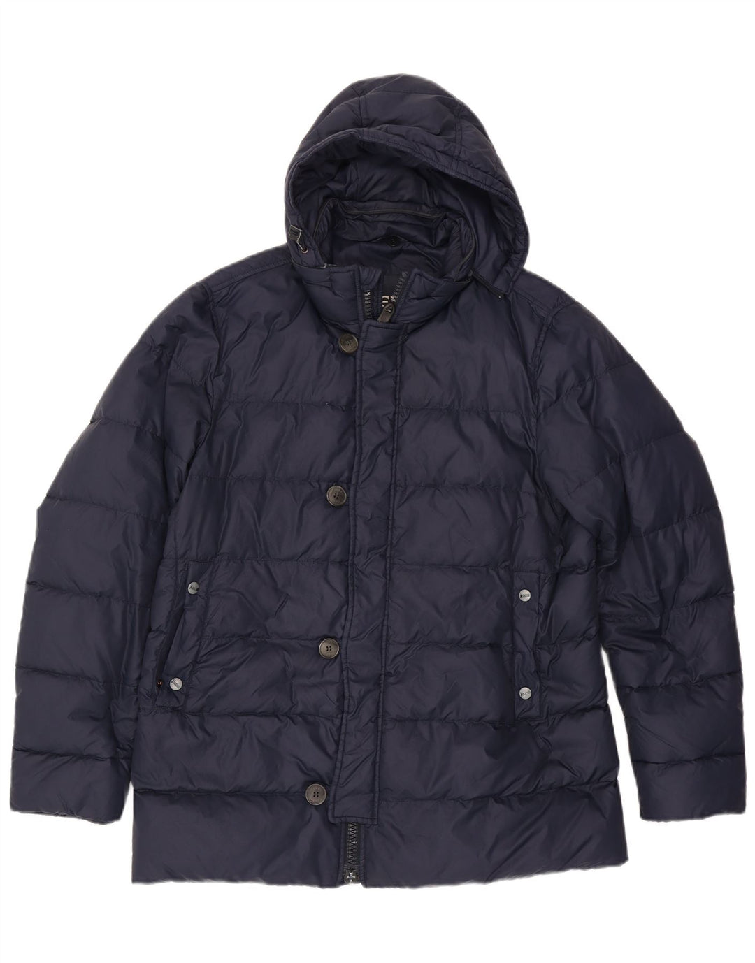 Herno Veste matelassée à capuche pour homme UK 38 Bleu marine moyen