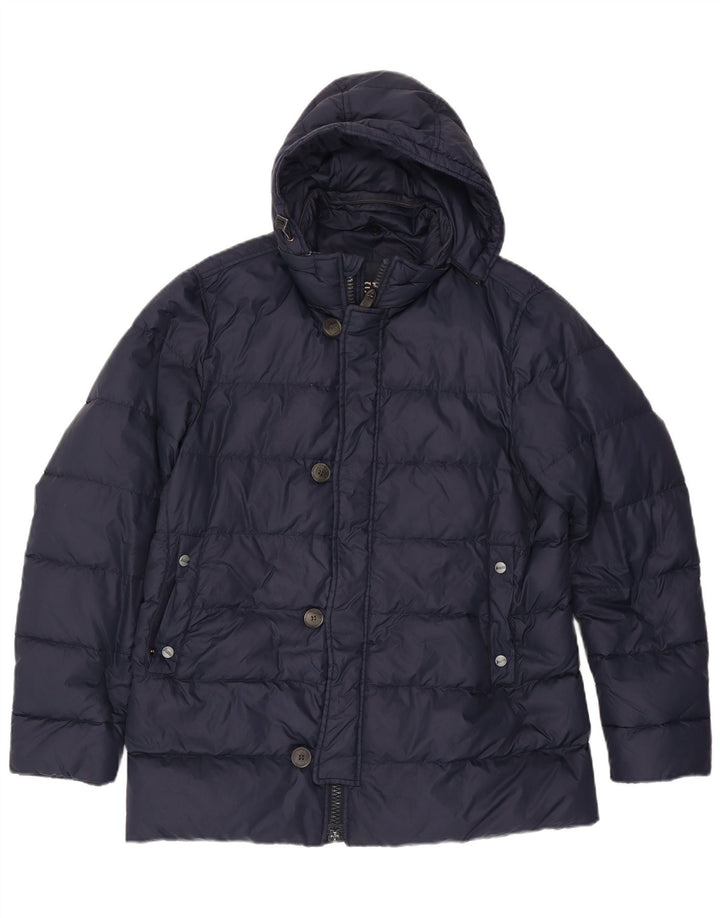 Herno Veste matelassée à capuche pour homme UK 38 Bleu marine moyen