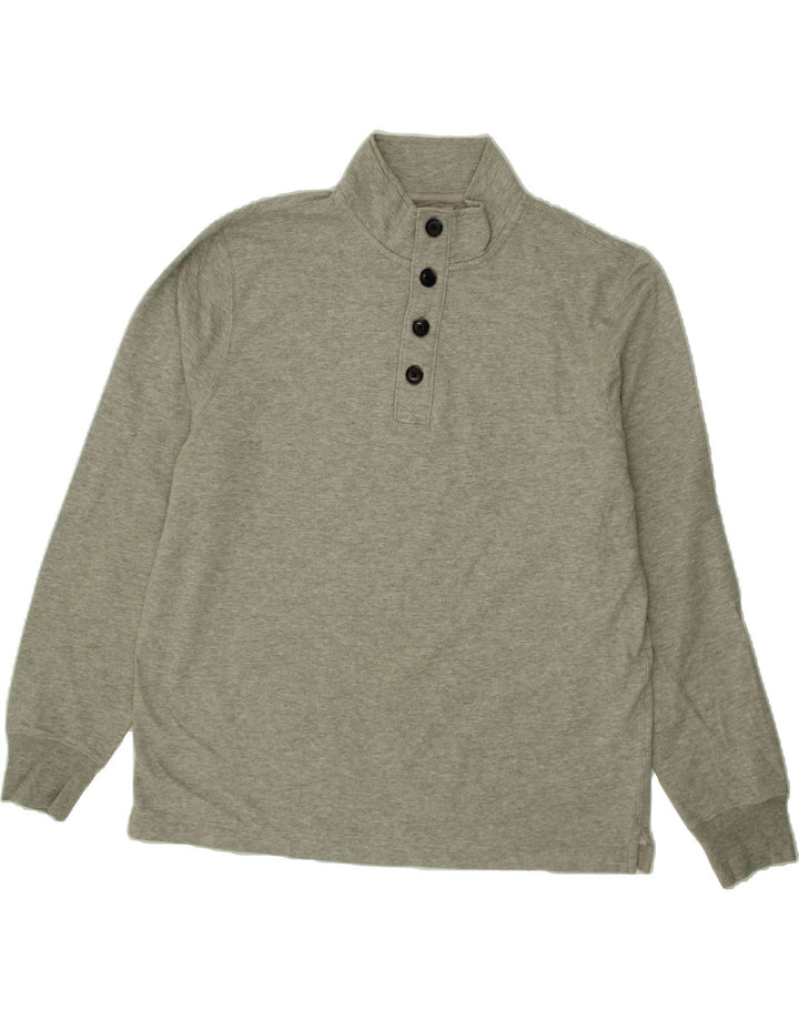 J. CREW Mens New York Button Neck Sweatshirt Jumper Large Grey Cotton Vintage J. Crew and Second-Hand J. Crew from Messina Hembry 