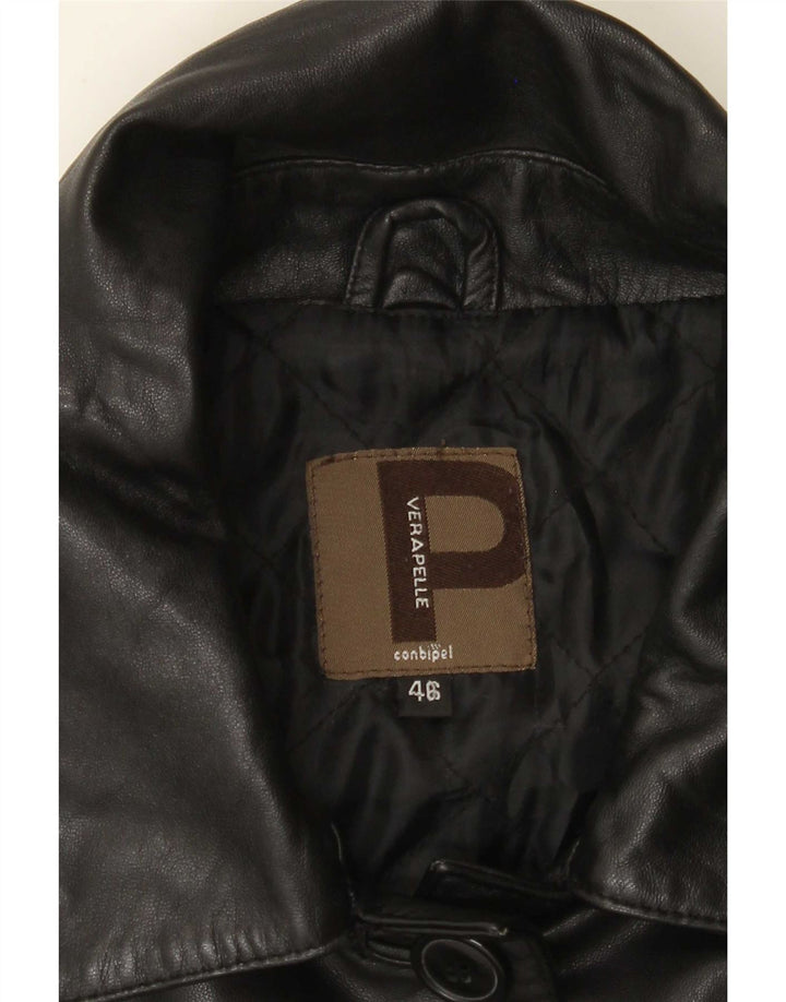 Conbipel Manteau En Cuir Femme IT 46 Large Noir