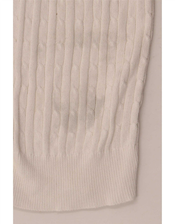 Zara Femme Cardigan Pull UK 12 Moyen Blanc Coton