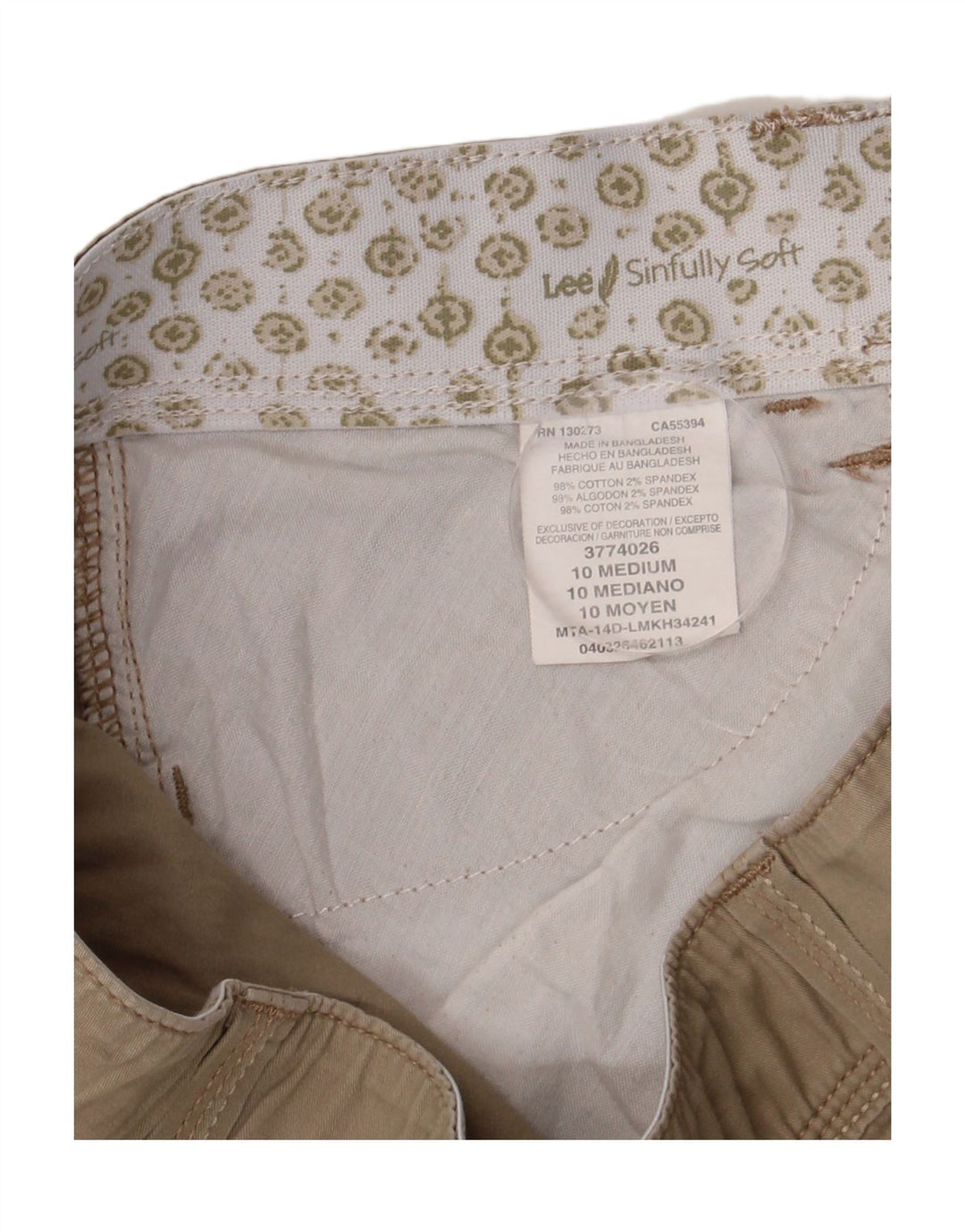 Lee Short cargo pour femme US 10 Large W32 Coton beige