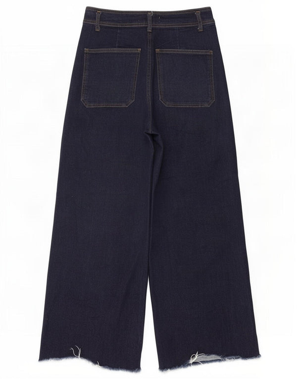Zara Jean taille haute jambe large pour femme EU 40 Medium W30 L28 Bleu marine