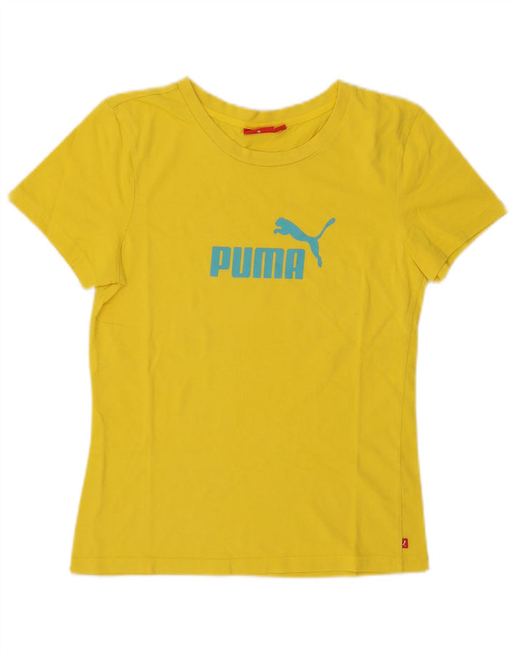 Puma T-shirt graphique pour femme UK 14 Jaune moyen