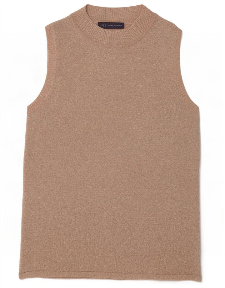 Marks & Spencer Débardeur Femme UK 12 Viscose Beige Moyen