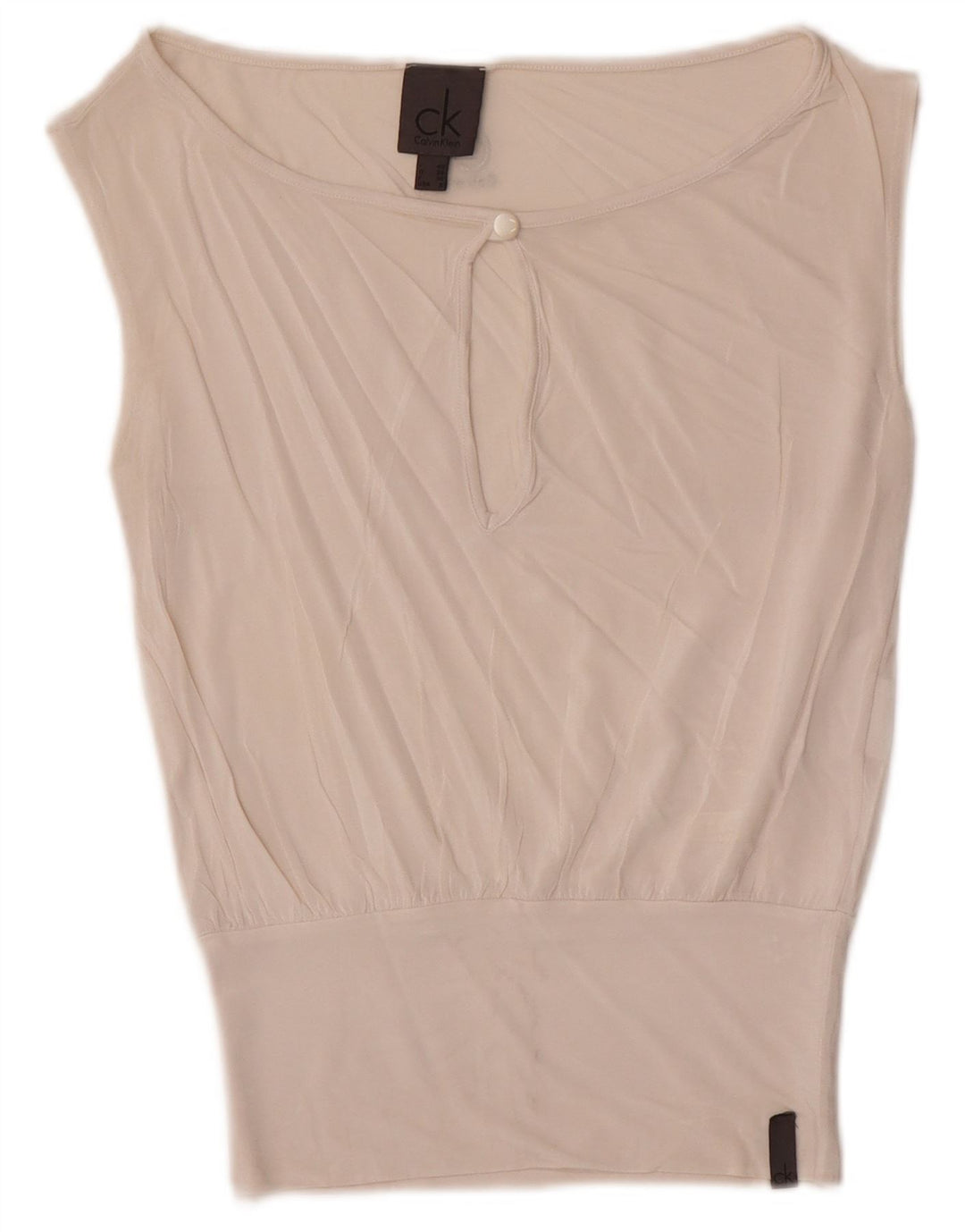 Calvin Klein Chemisier sans manches pour femme US 6 Viscose blanc moyen