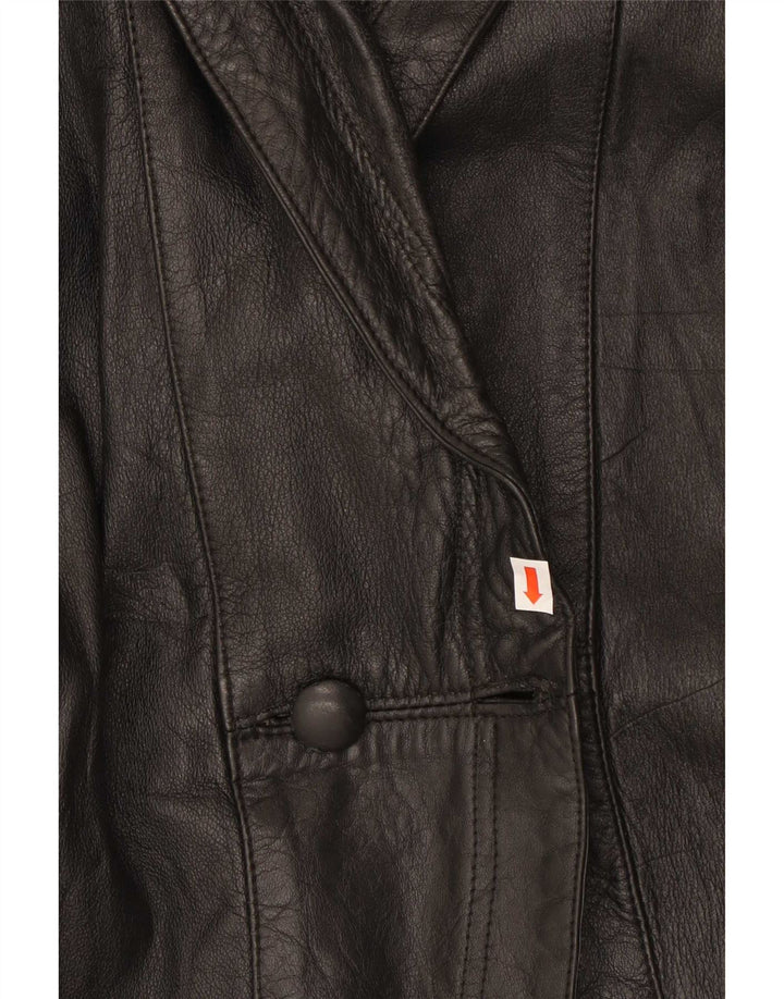 veste en cuir femme vintage UK 42 XL Noir