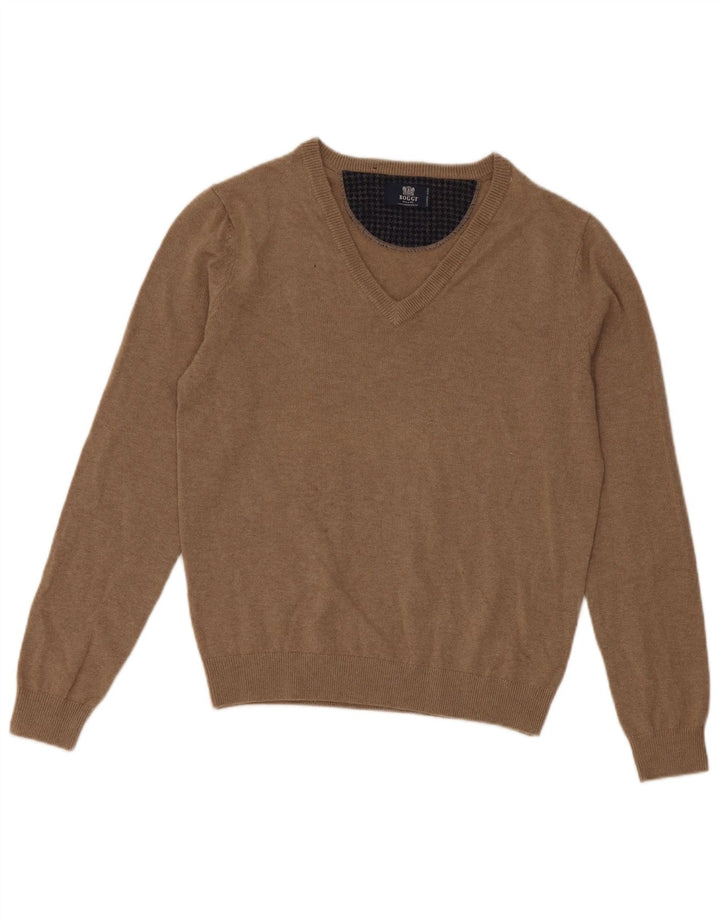 Boggi Pull col V pour homme en laine beige Taille S