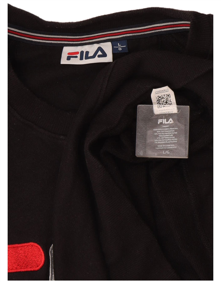 Fila Sweat-shirt graphique pour hommes, grand, noir, coton