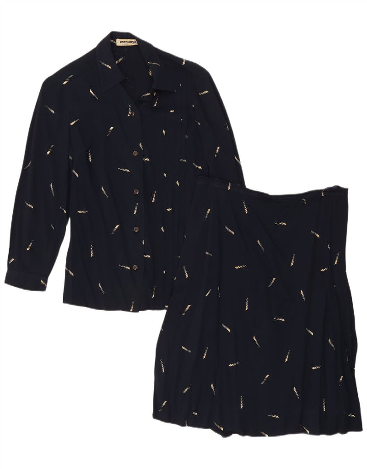 Persona Ensemble jupe 2 pièces pour femme Taille 23 Moyen W32 Bleu marine Géométrique