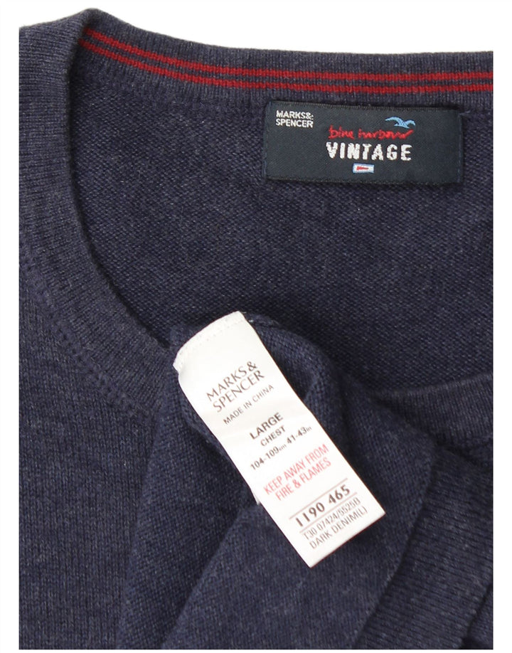Marks & Spencer Pull à col rond Blue Harbour pour homme, grand bleu marine