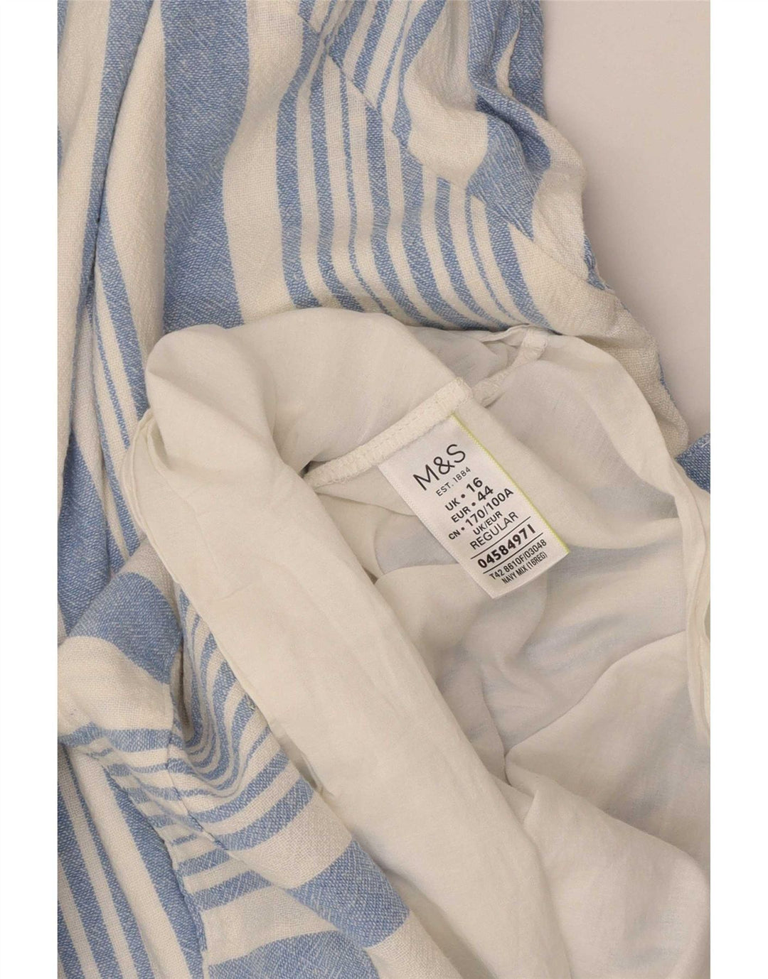 Marks & Spencer Robe basique sans manches pour femme UK 16 Large Bleu Rayé