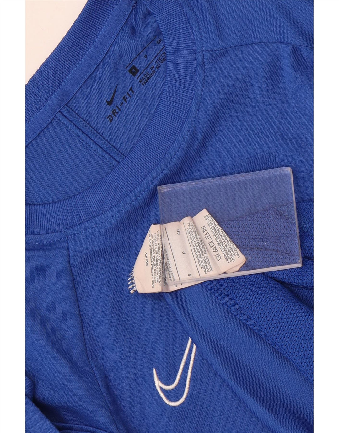 NIKE Hommes Dri Fit T-Shirt Haut Petit Bleu Colorblock Polyester