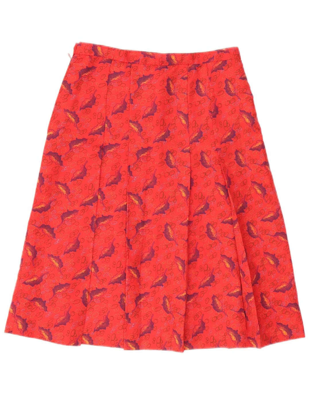 Jupe plissée à motif abstrait vintage pour femmes W28 Rouge moyen