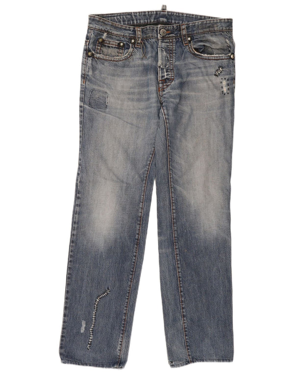 Dsquared2 Mens Distressed Straight Jeans IT 50 Large W36 L32 Blue
