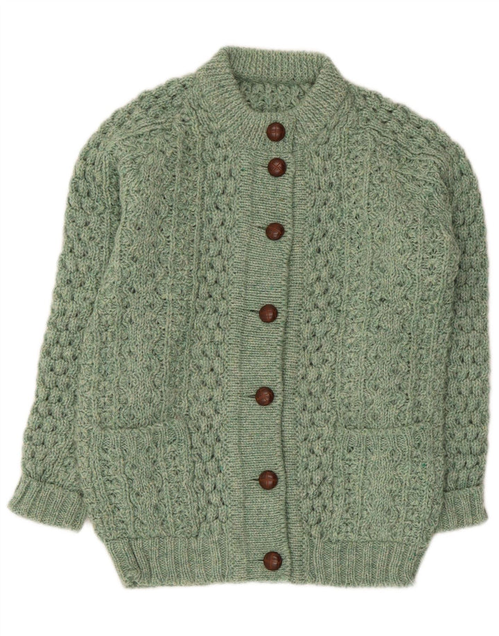 vintage Femme Cardigan Pull UK 14 Vert Moyen