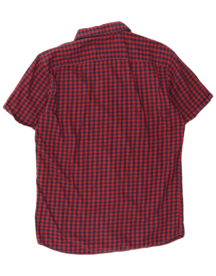 Jack & Jones Chemise à Manches Courtes Homme Rouge Moyen Vichy Coton