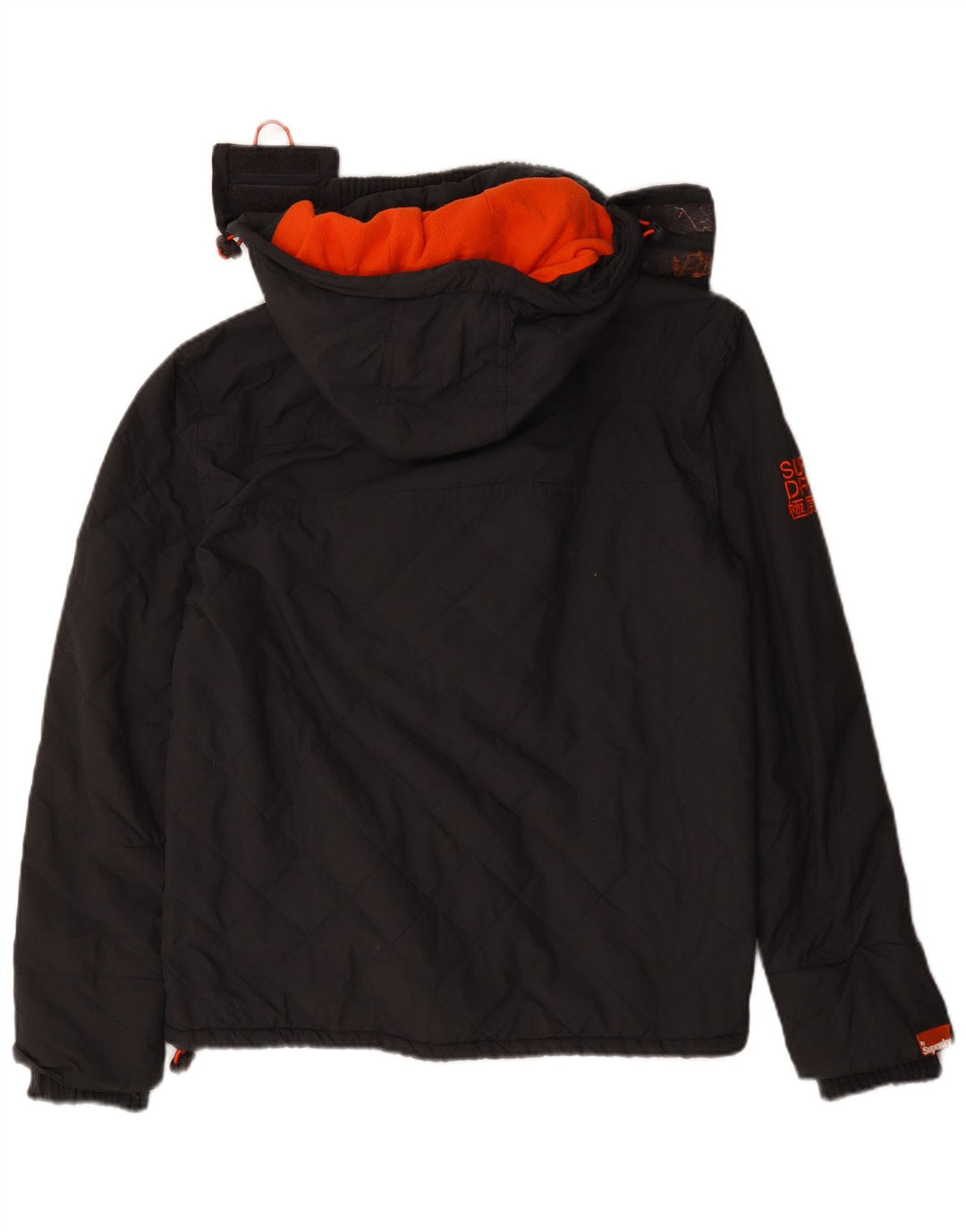Superdry Veste coupe-vent à capuche pour femme UK 16 Large Gris Polyester