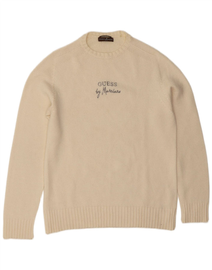 Guess By Marciano Pull Col Ras du Cou Homme Blanc Cassé Moyen