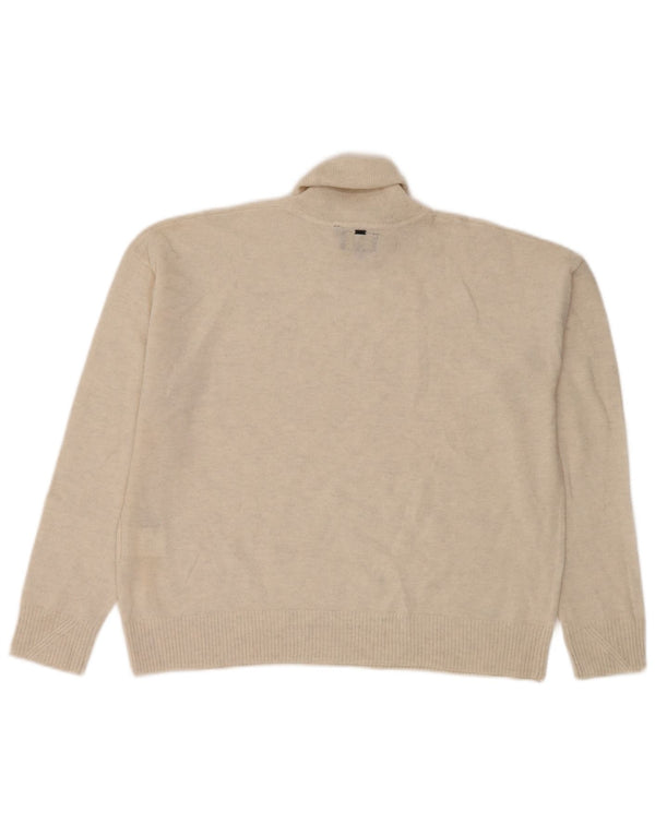 Superdry Pull surdimensionné à col roulé pour femme UK 14 Large Beige Laine