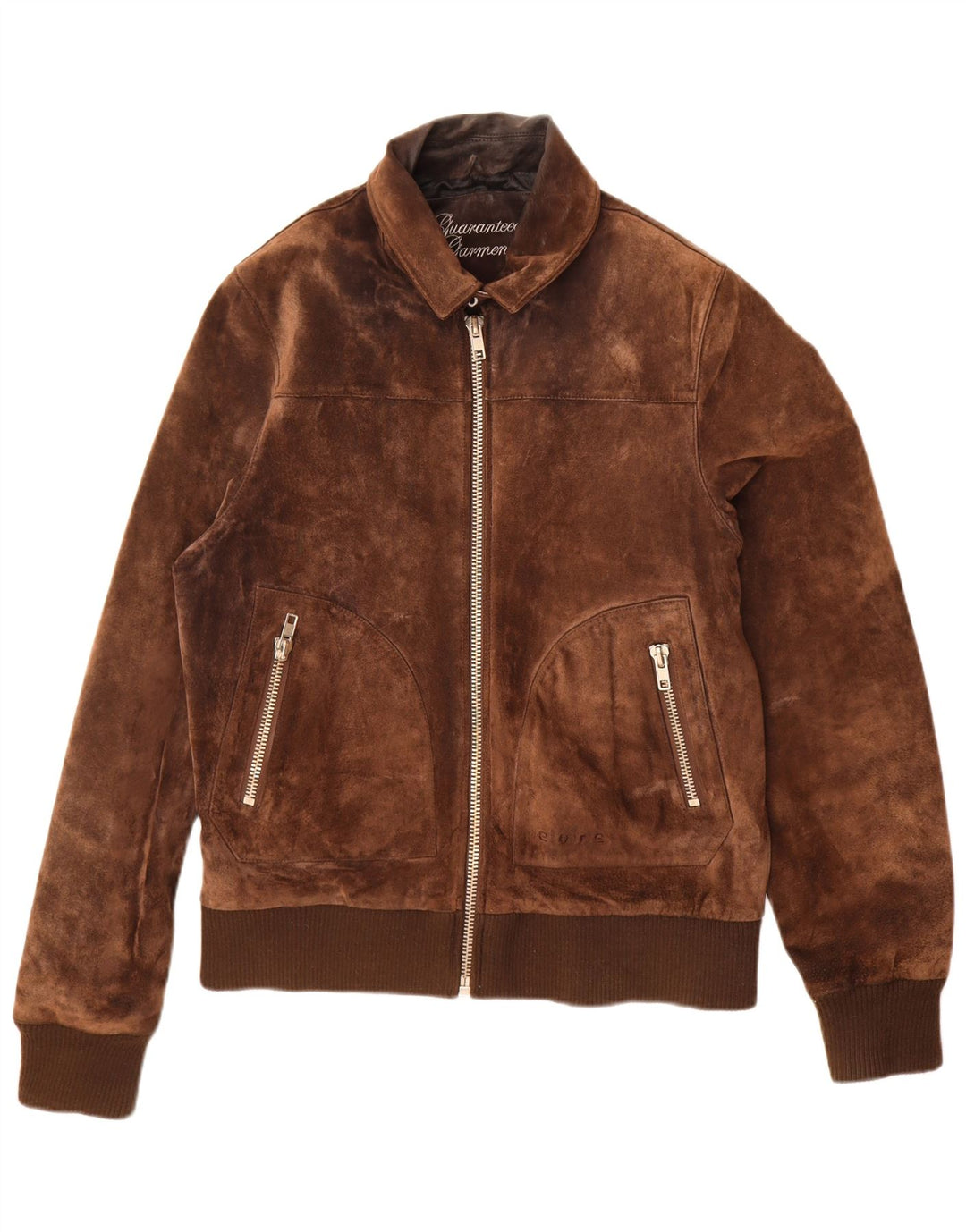 ELVINE Veste Bomber en Daim pour Homme UK 42 XL Cuir Marron