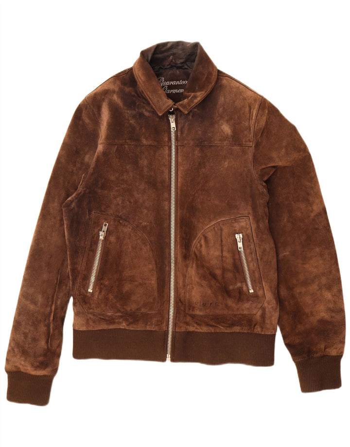 ELVINE Veste Bomber en Daim pour Homme UK 42 XL Cuir Marron