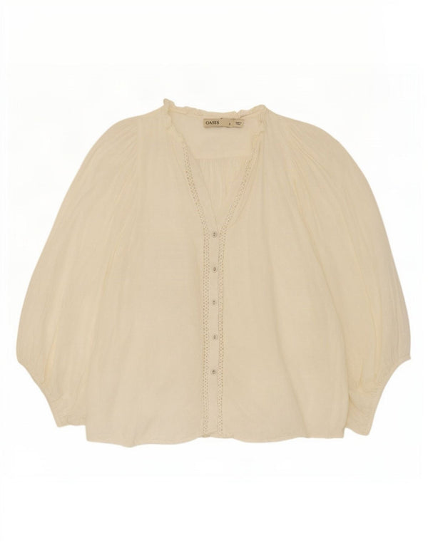 Oasis Chemisier à manches 3/4 pour femme UK 8 Small Viscose à pois blancs