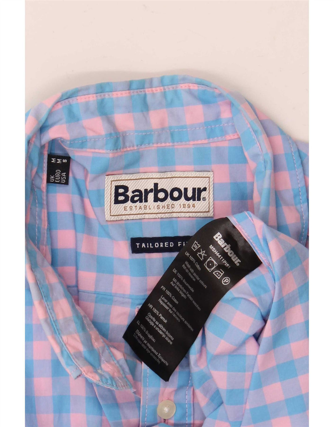 Barbour Chemise à manches courtes pour homme en coton vichy bleu moyen