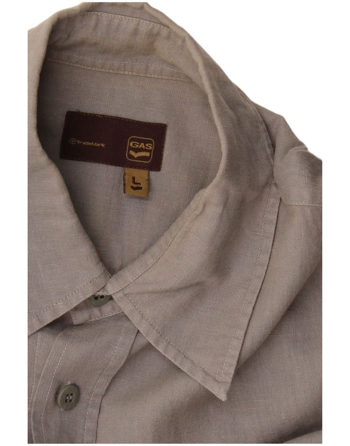 GAS Mens Short Sleeve Shirt Large Grey