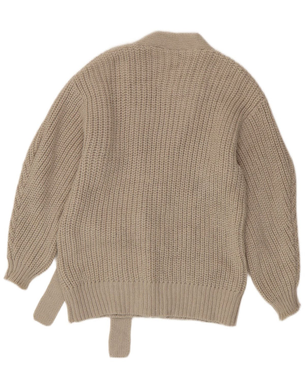 Zara Cardigan surdimensionné pour femme UK 10 Petit acrylique beige