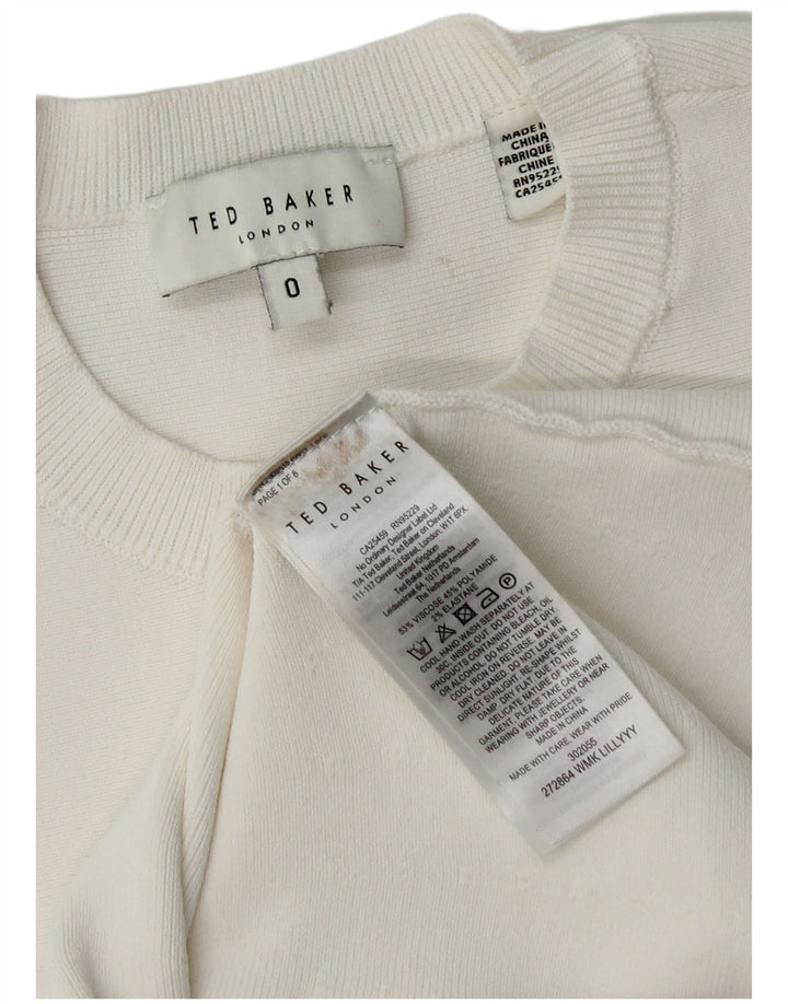 Ted Baker Pull col rond pour femme Taille 0 2XS Viscose blanche