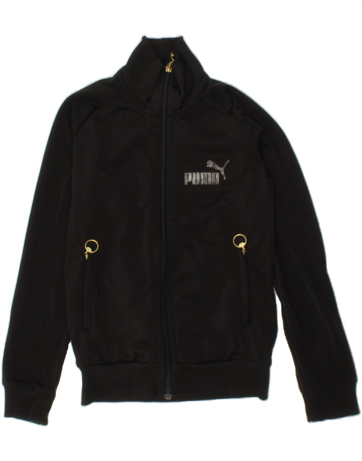 PUMA Girls Tracksuit Top Jacket 7-8 Years Black Polyester Vintage Puma and Second-Hand Puma from Messina Hembry 