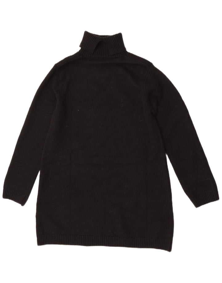 Zara Pull long à col roulé pour femme UK 14 Noir moyen Polyester