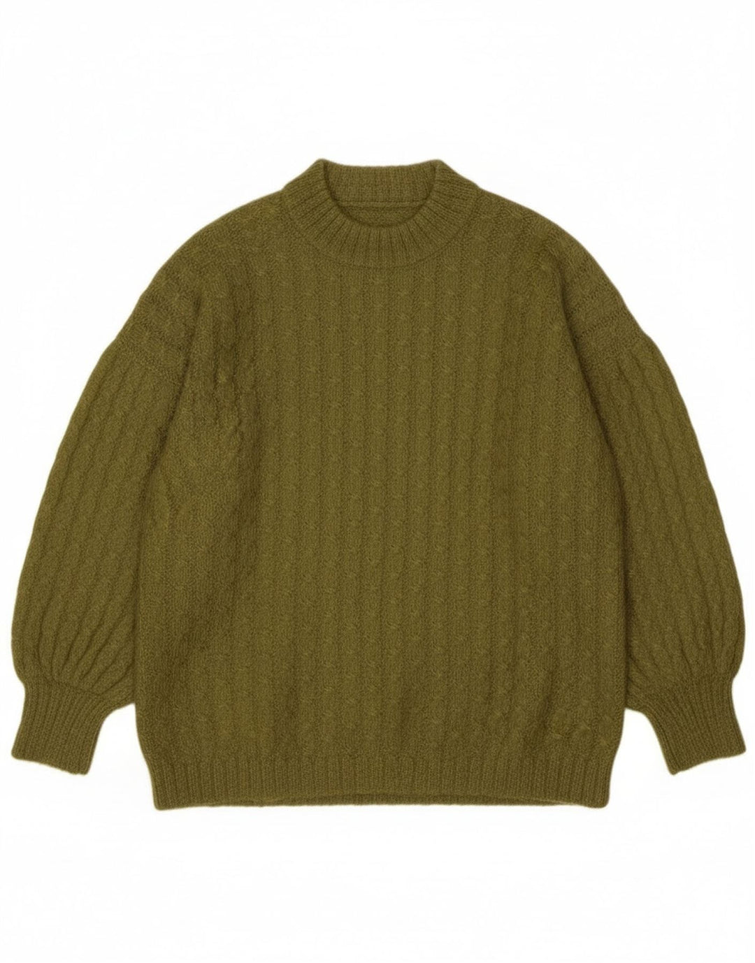 vintage Womens Turtle Neck Jumper Pull UK 14 Grand Kaki