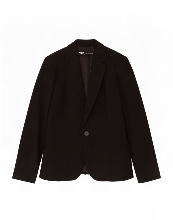 Zara Veste Blazer 1 Bouton Femme EU 36 XS Noir Polyester