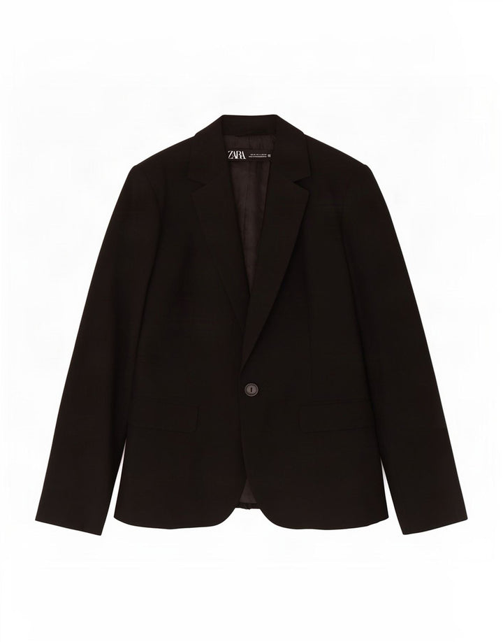 Zara Veste Blazer 1 Bouton Femme EU 36 XS Noir Polyester
