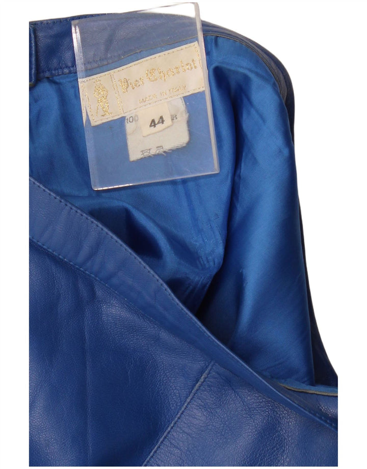 VINTAGE Jupe en cuir femme IT 44 Medium W28 Cuir bleu