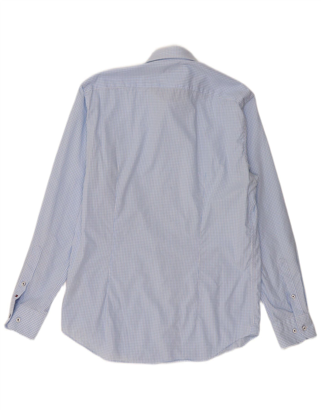 Tommy Hilfiger Chemise sur mesure pour homme Taille 40 15 3/4 Vichy bleu moyen