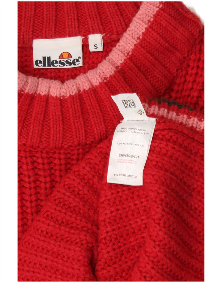 Ellesse Pull court surdimensionné à col roulé pour femme UK 10 Petit Rouge