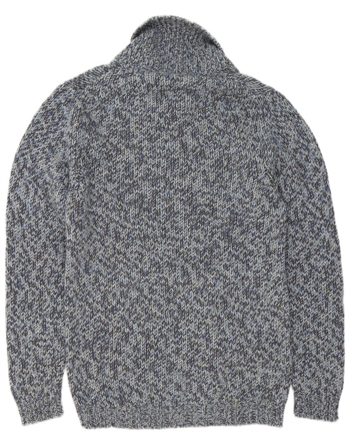 Fred Perry Pull à col châle pour homme en laine mouchetée bleu moyen