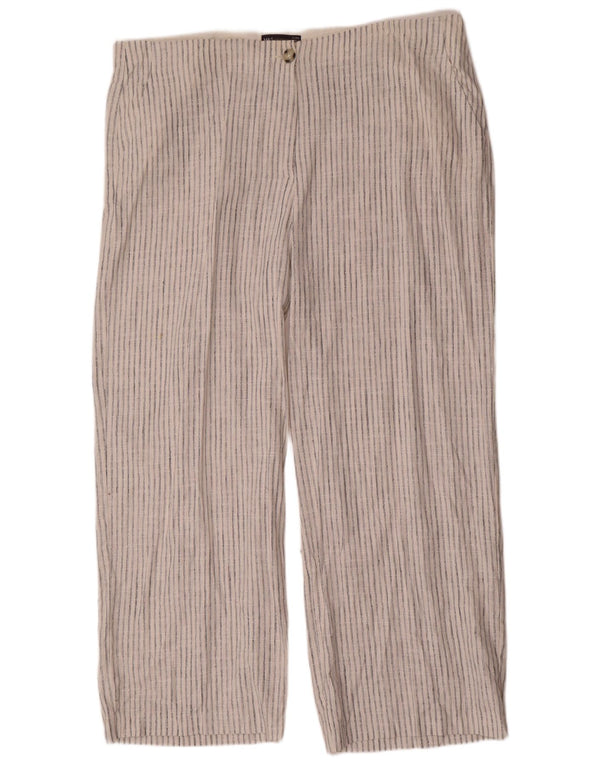 Marks & Spencer Pantalon Chino Femme UK 22 3XL W44 L30 Blanc Rayé