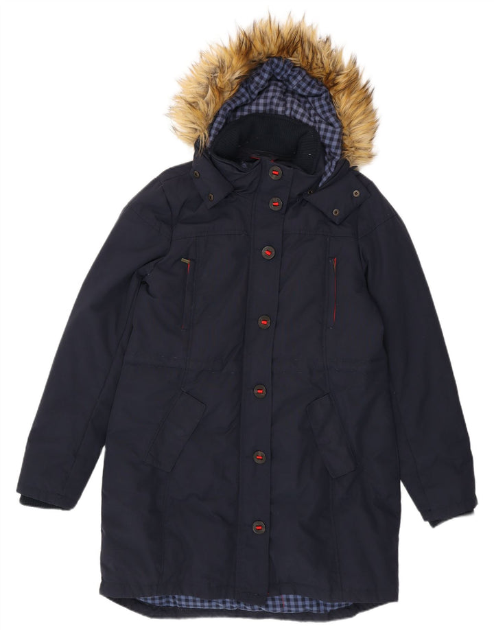 Fat Face Veste Parka à capuche pour femme UK 14 Medium Bleu marine Nylon