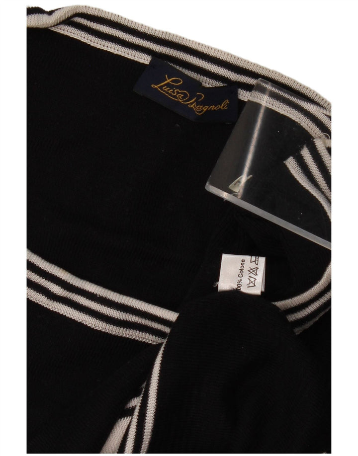 LUISA SPAGNOLI Pull graphique à col bateau pour femme UK 14 Large Noir