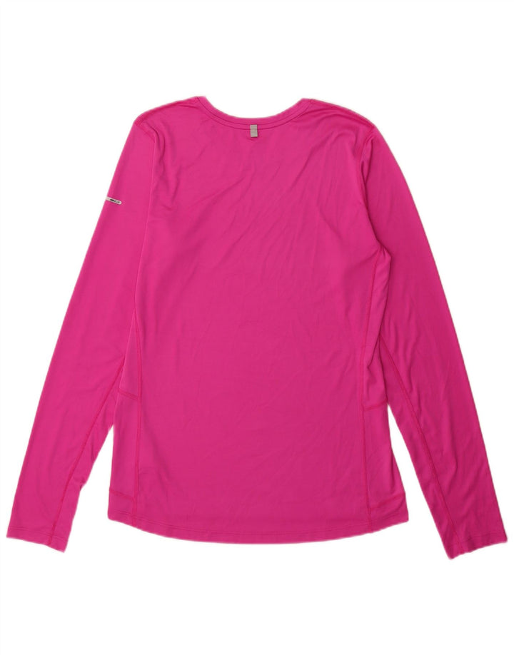 Nike Haut Dri Fit Femme Manches Longues UK 14 Medium Rose Polyester
