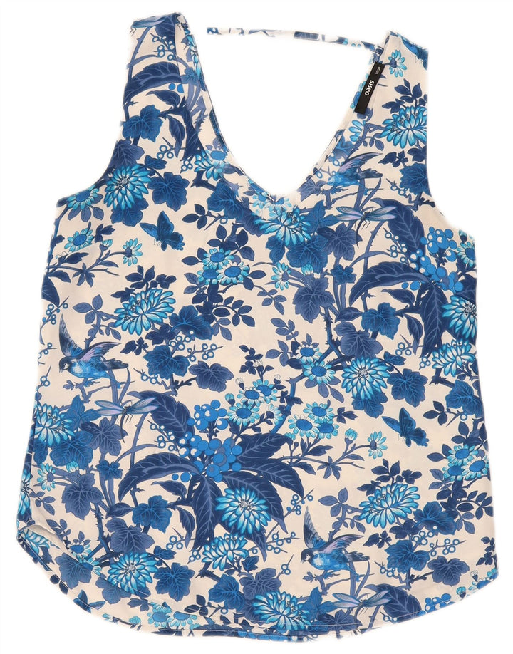 Oasis Chemisier sans manches pour femme UK 42 Bleu moyen Floral Polyester