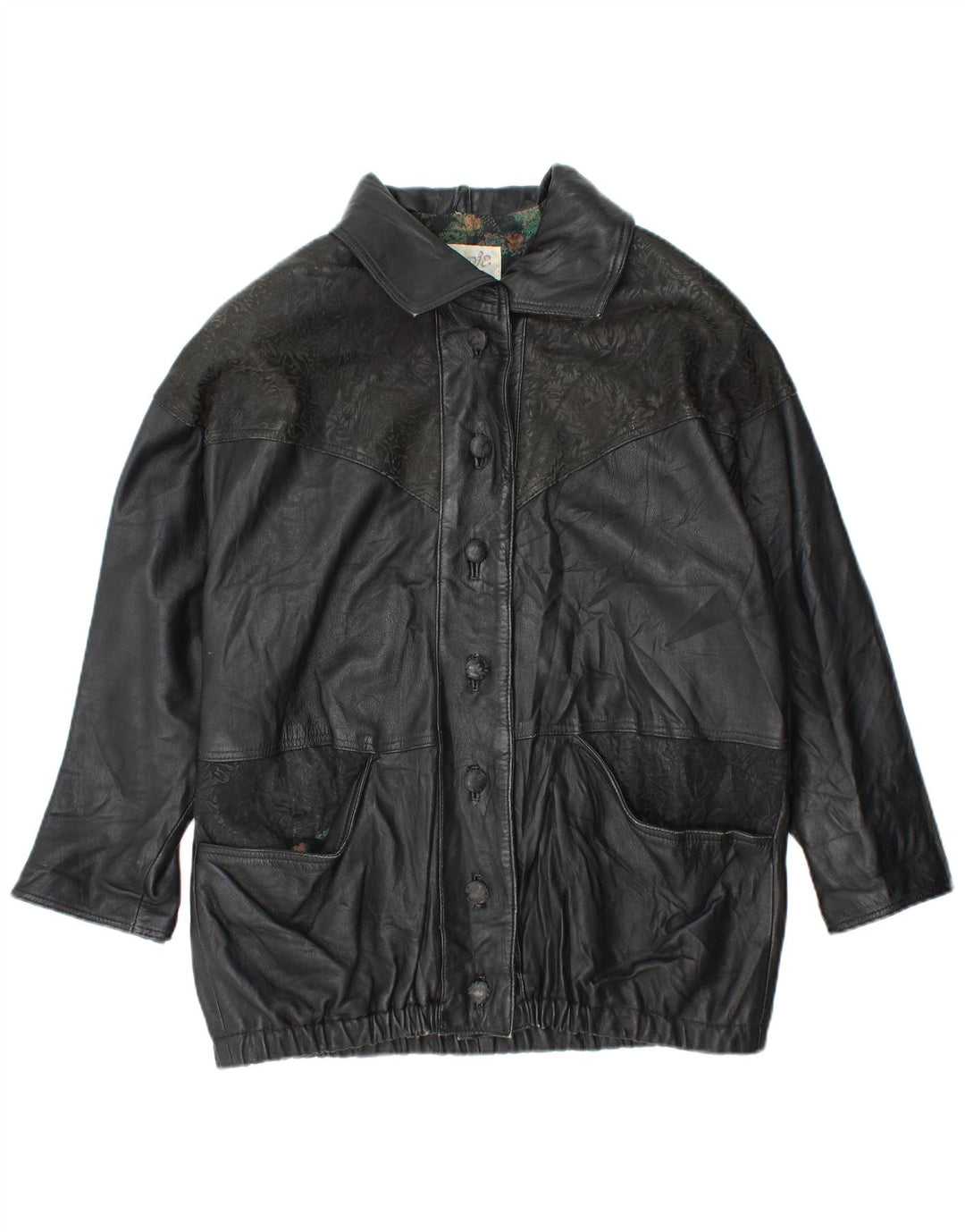 YUPPIE Veste en cuir surdimensionnée pour femme UK 18 XL Noir Floral